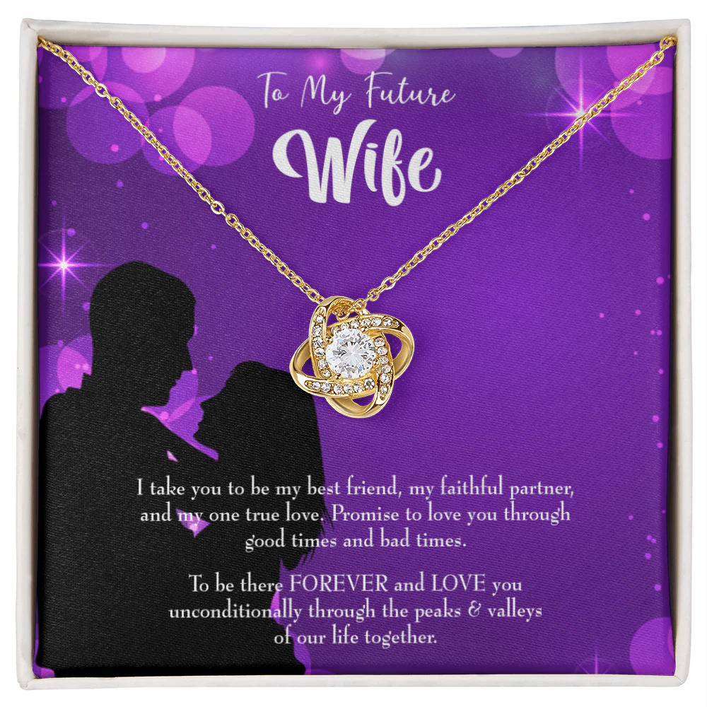 Fiancee Be There Forever Infinity Knot Cz Necklace Gold Tone Standard Box